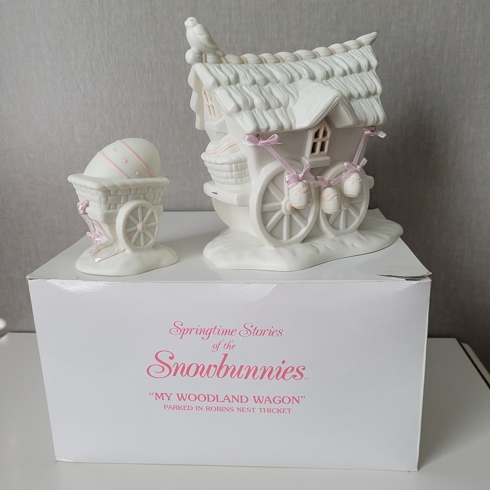 Dept 56 Snowbunnies "My Woodland Wagon" Lighted Figurine Set w/ Box - Tested